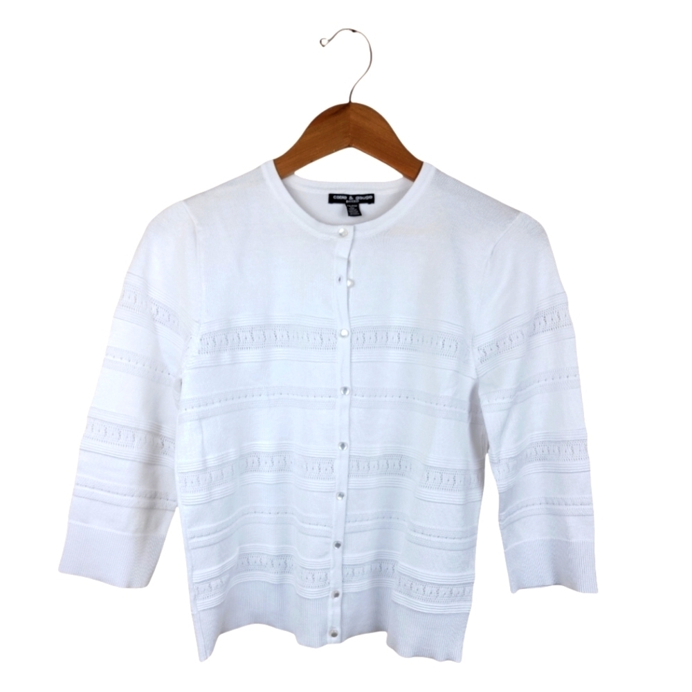 Cable & Gauge PXL‎ Crewneck, 3/4 sleeve, button down sweater